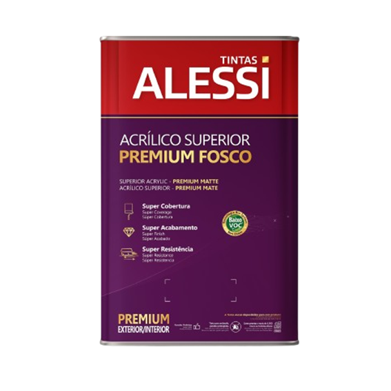 TINTA ACRILICOIL FOSCO SUPERIOR SUPER COB BRANCO 18L ALESSI