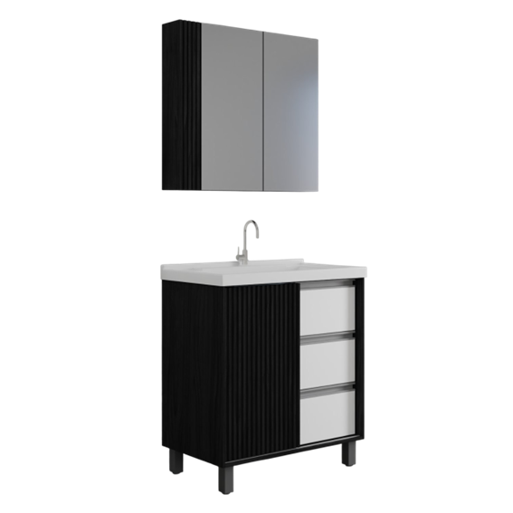 ARMARIO MILANO RIPADO 80 CREPALDI NERO/BR