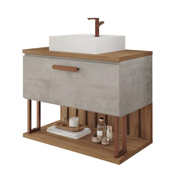 Slide73 ARMARIO DUNA 60 CM - CIMENTO/FREIJO MGM