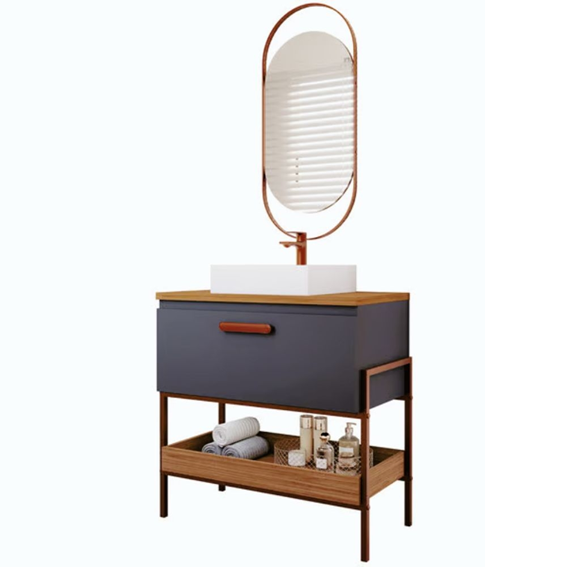 Slide78 ARMARIO PORTINARI 60 CM - TITANIUM/FREIJO