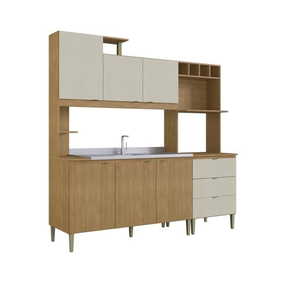 COZINHA ISA 2,03X2,05 FREIJÓ/CHAMOIS MOVELIPE